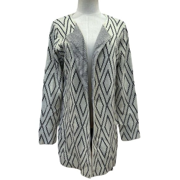Oliver by Escio Open Front Diamond Cardigan Sweater Women XL Multicolor Geo Long - Picture 1 of 8
